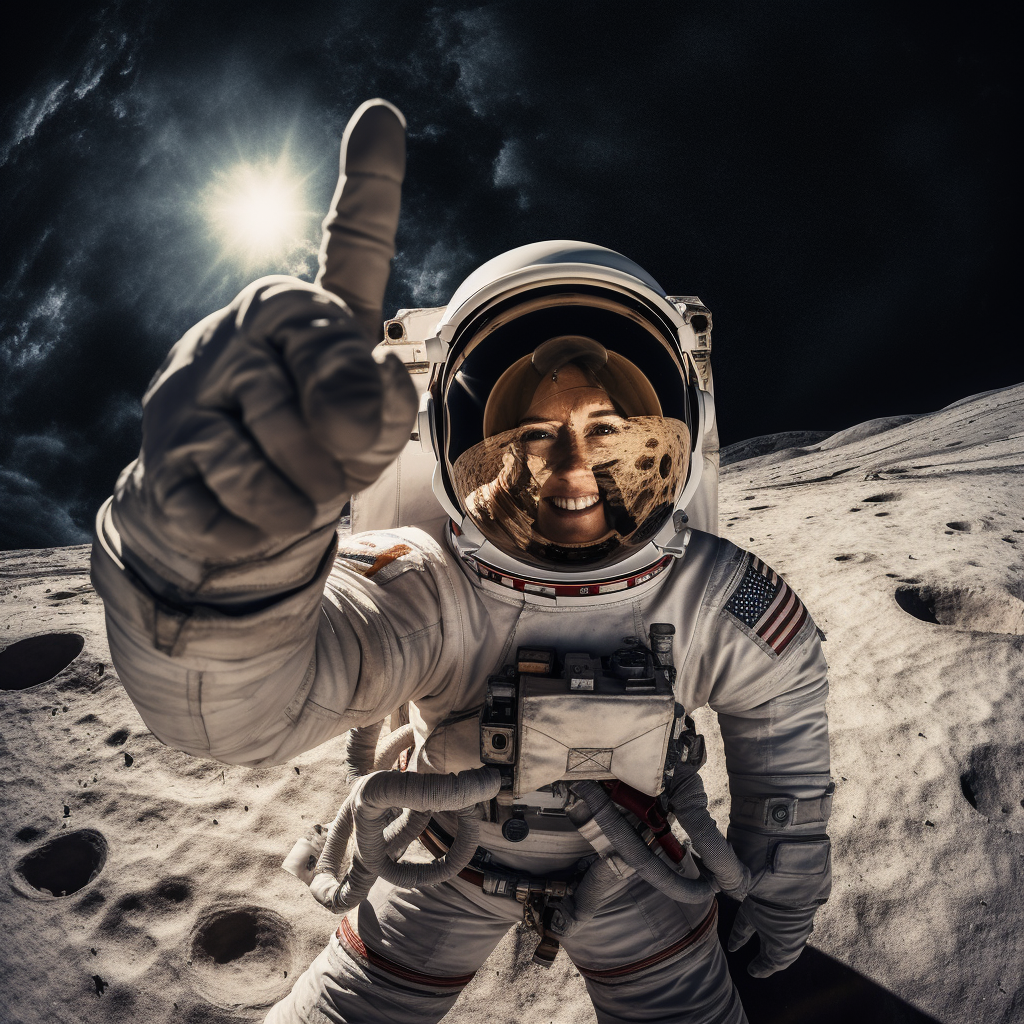 Woman Astronaut Taking Moon Selfie ✨