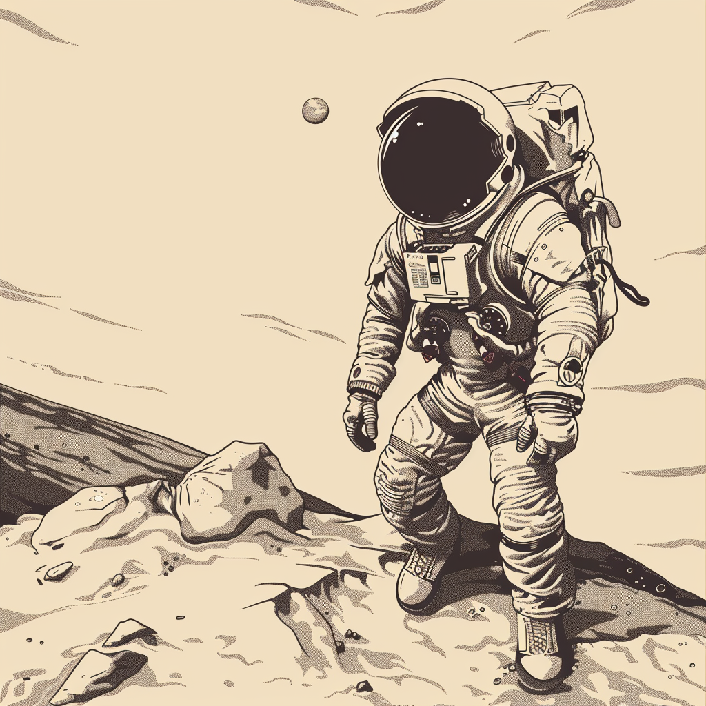 Astronaut on Mars Drawing