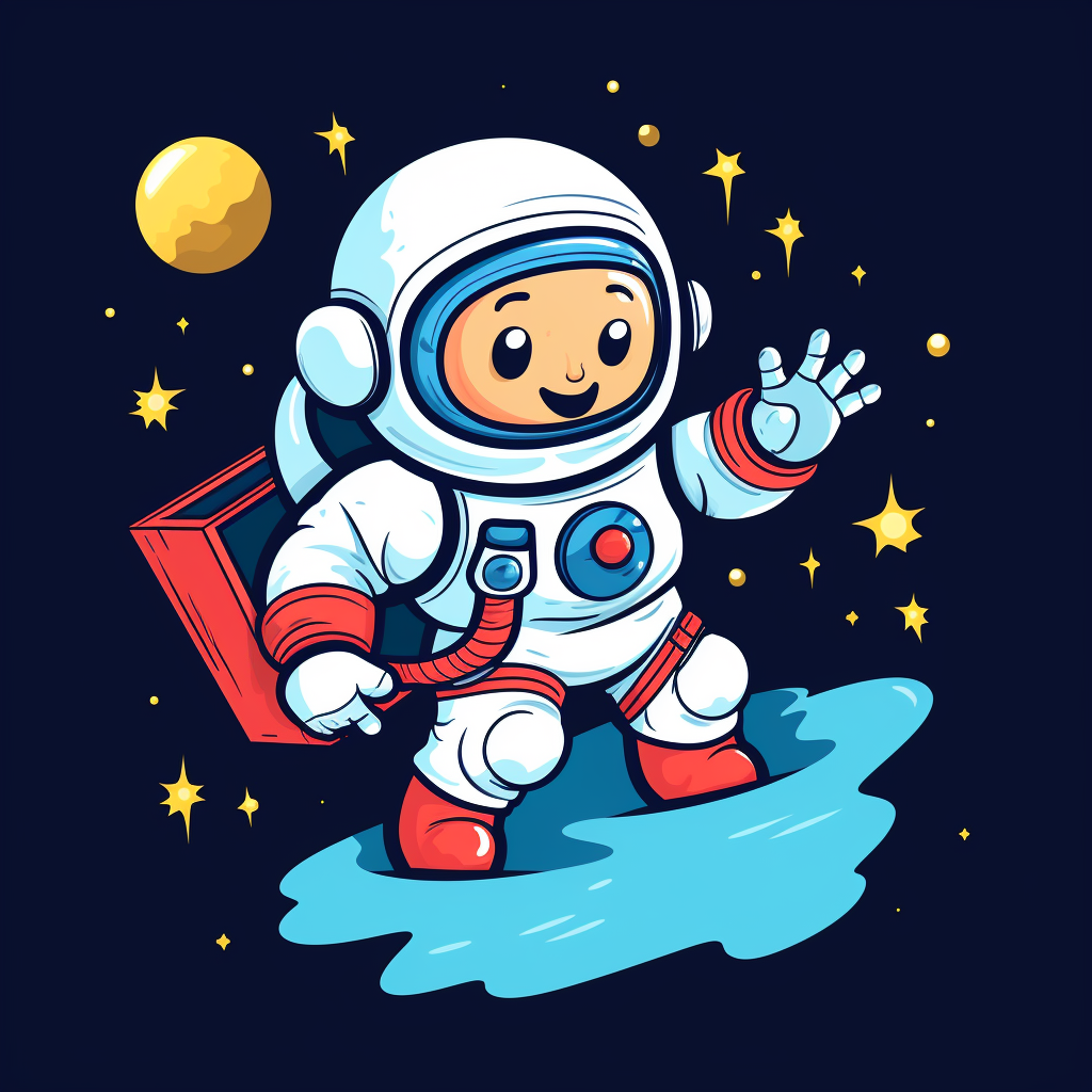 Astronaut Opening Box Cartoon Image