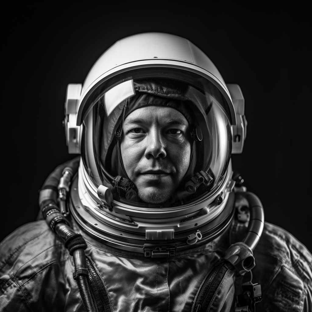 Astronaut portrait black white seamless