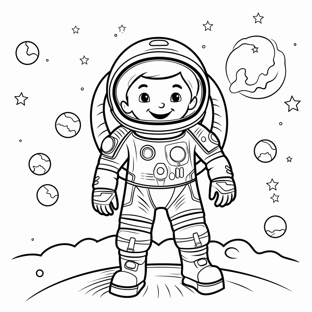 Astronaut rocket coloring sheet