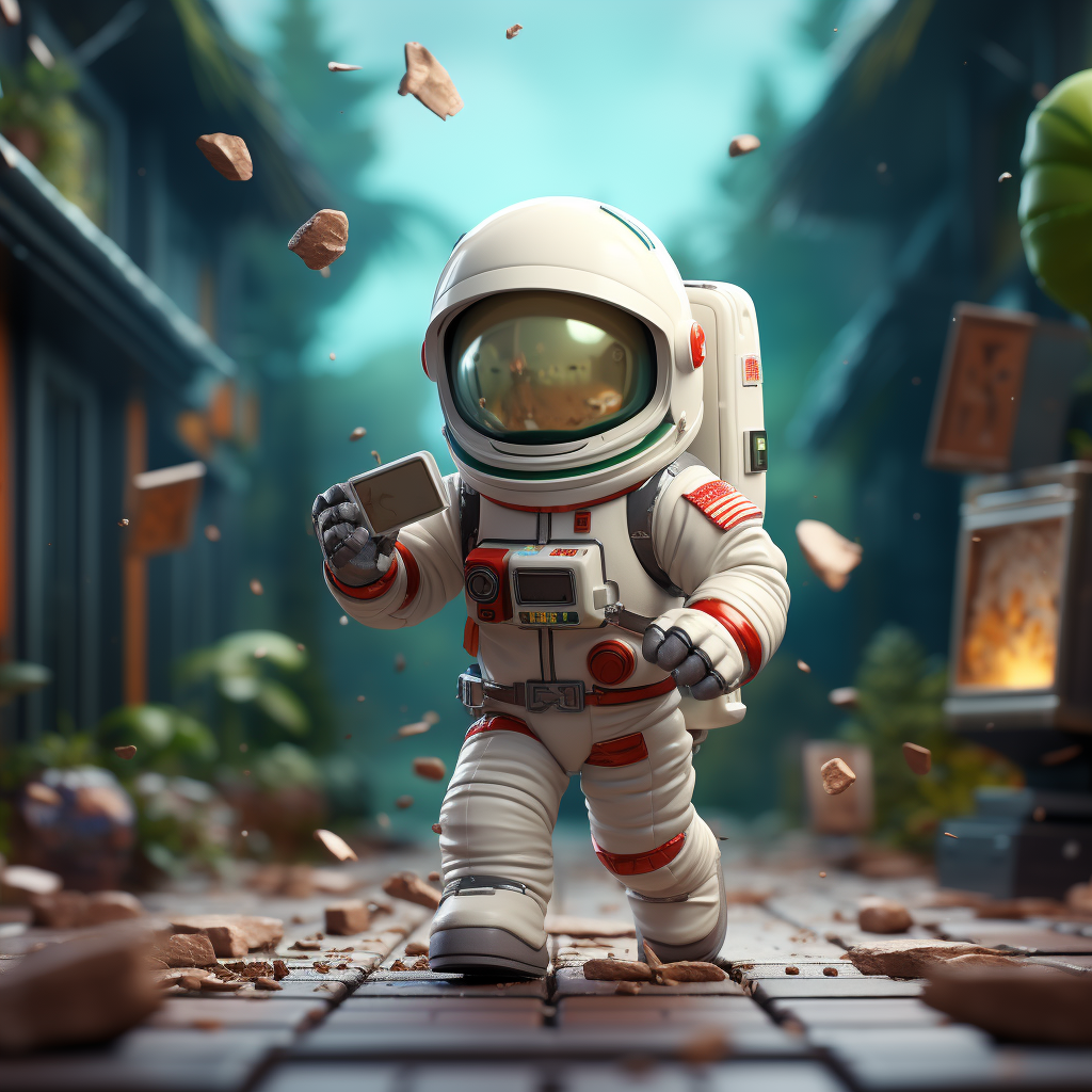 Astronaut running with mail envelope