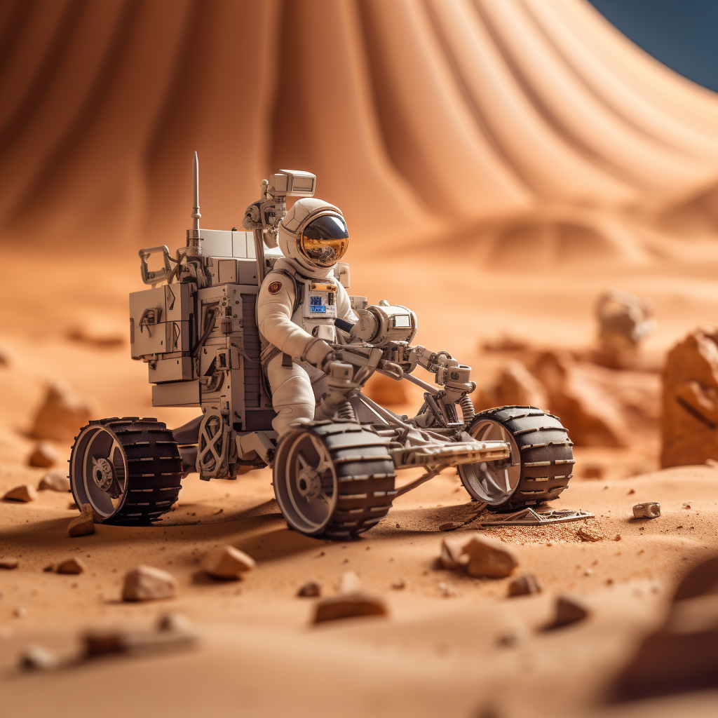 Astronaut on Mars with Rover