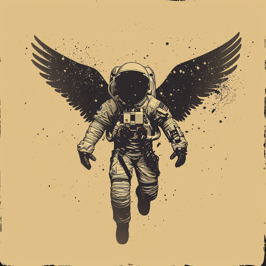 Astronaut with wings silhouette art