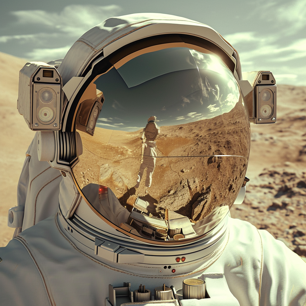 Astronaut Helmet Reflection Desert