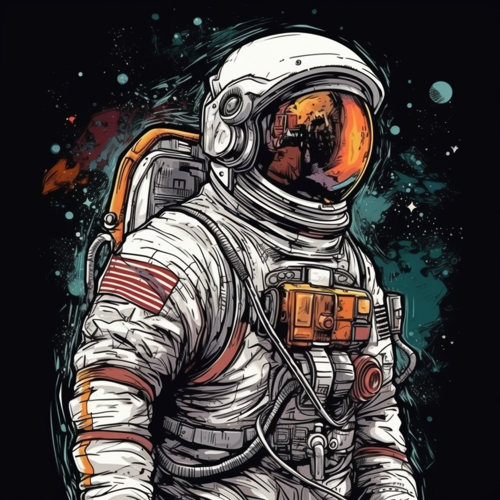 Astronaut in Space Station with Comic Style