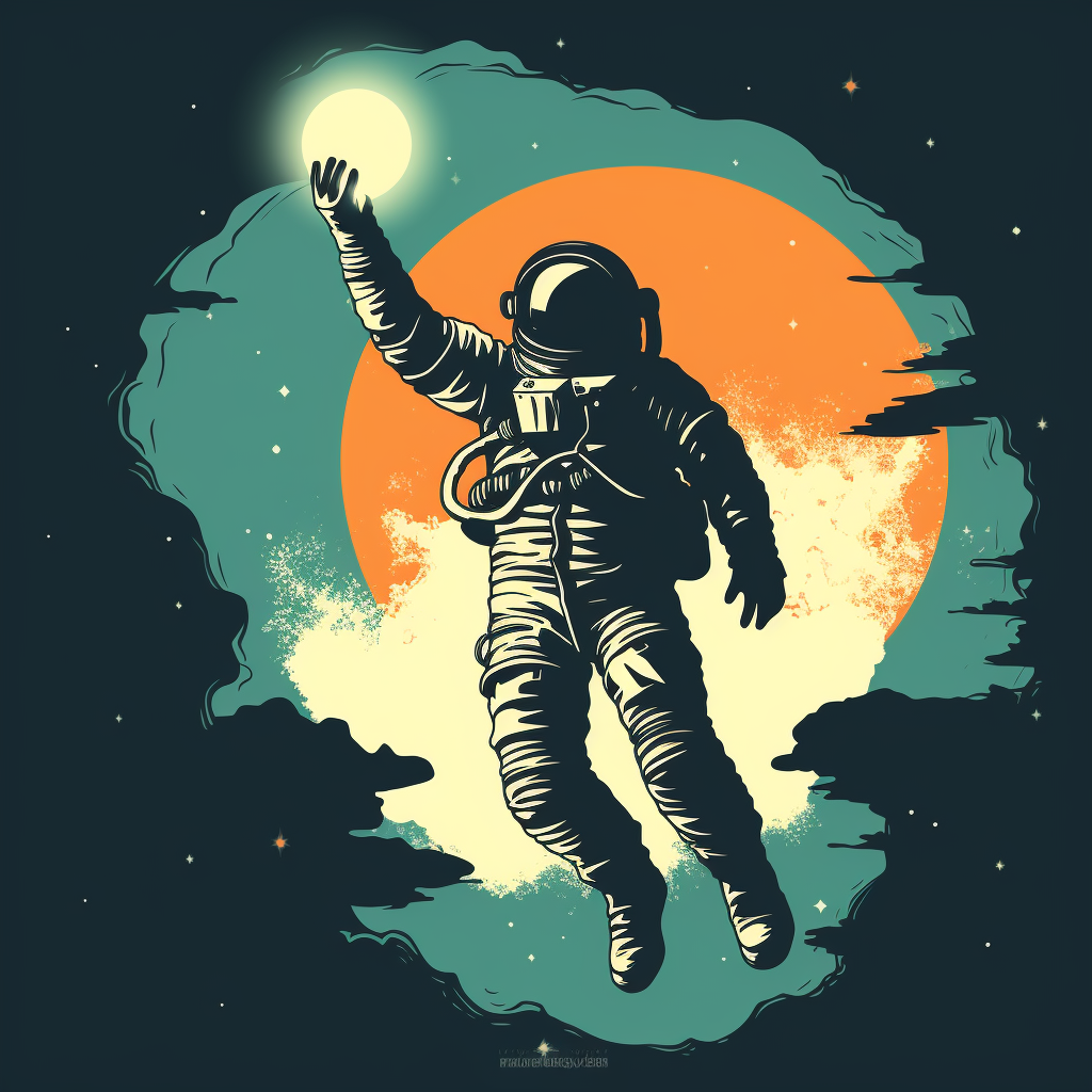 Astronaut reaching for light in vector image