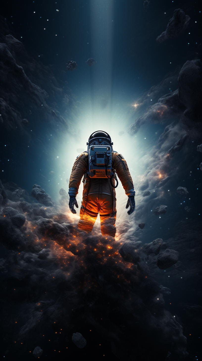 Astronaut exploring the dark space