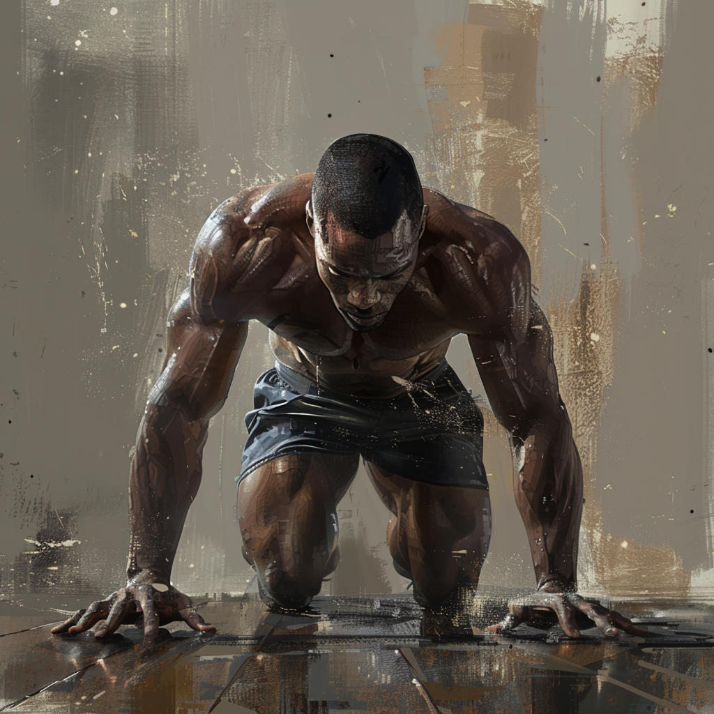 Athlete doing push-up exercise