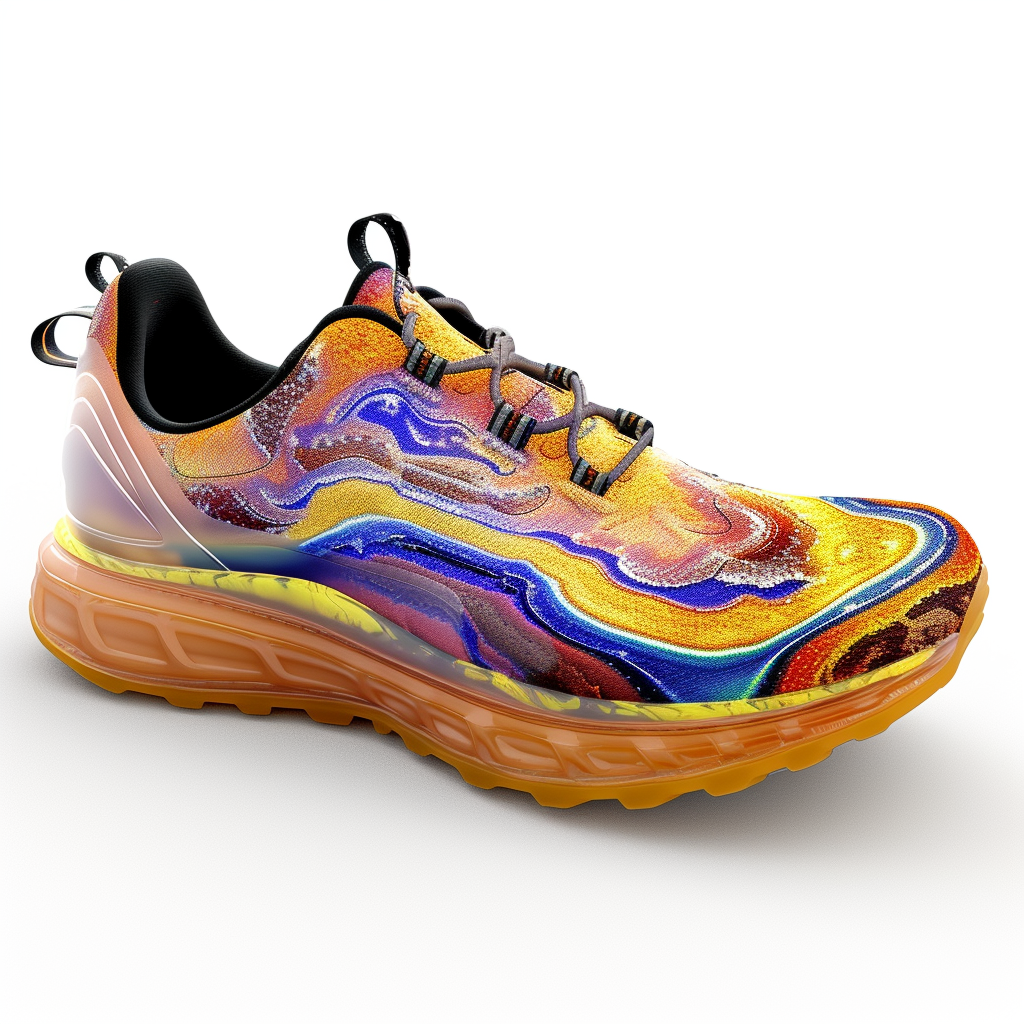 Colorful athletic shoe in Grand Prismatic Spring