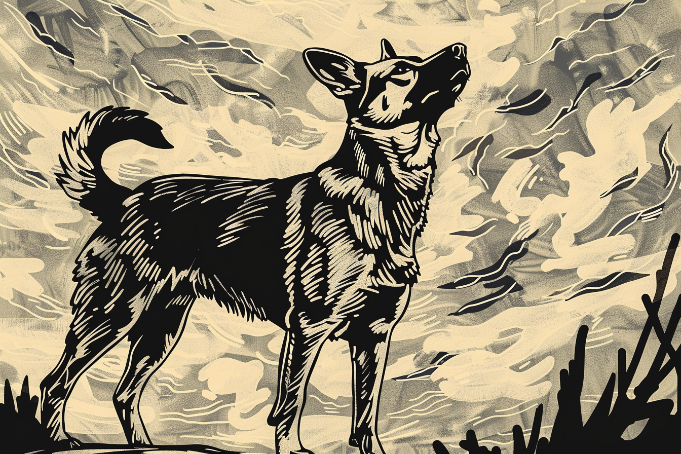 Tan German Shepherd Dog Woodcut