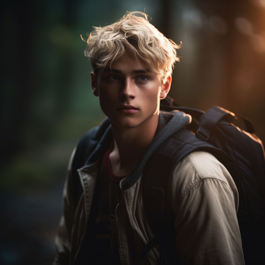 Handsome blonde-haired high school athlete