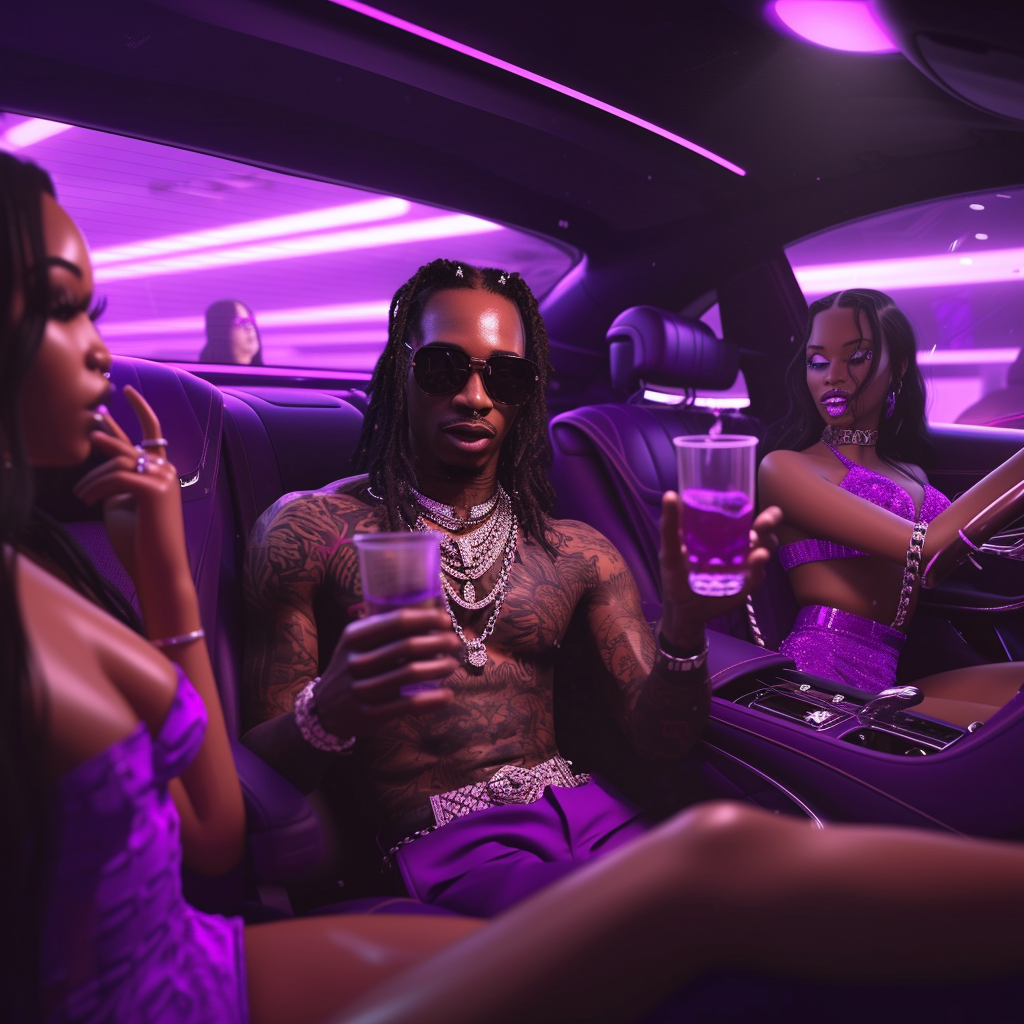 Atlanta rapper Quavo with girls in 3D render