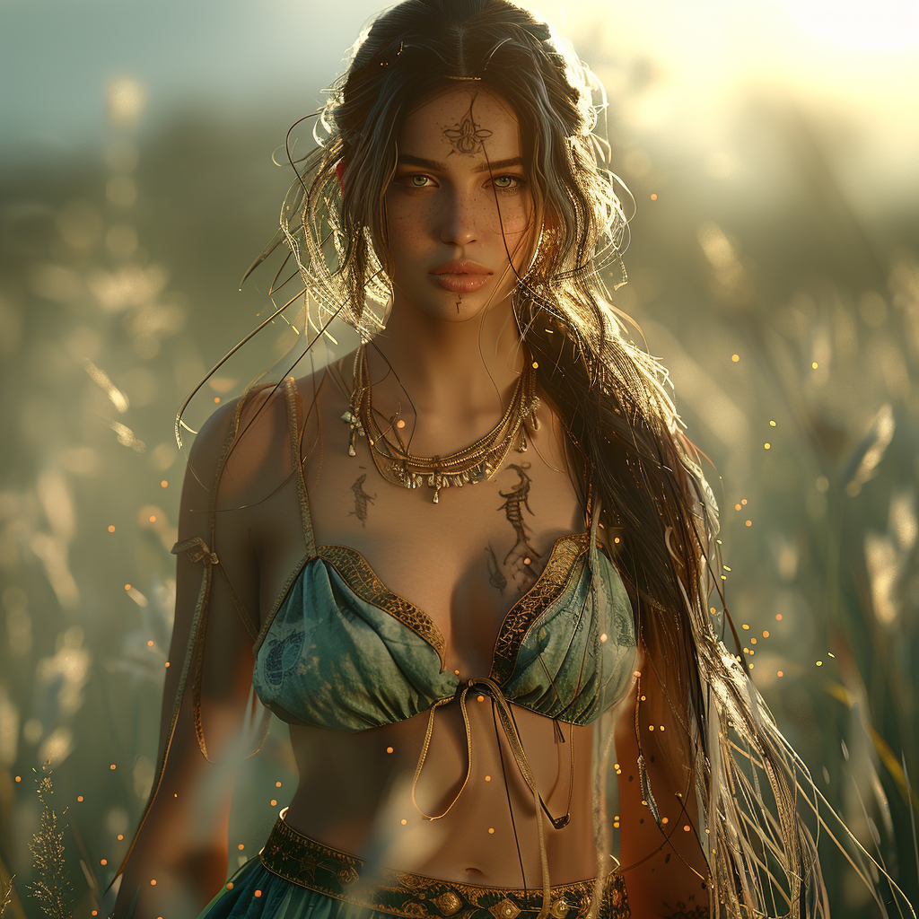 Beautiful Woman in Atlantean Mayan Style