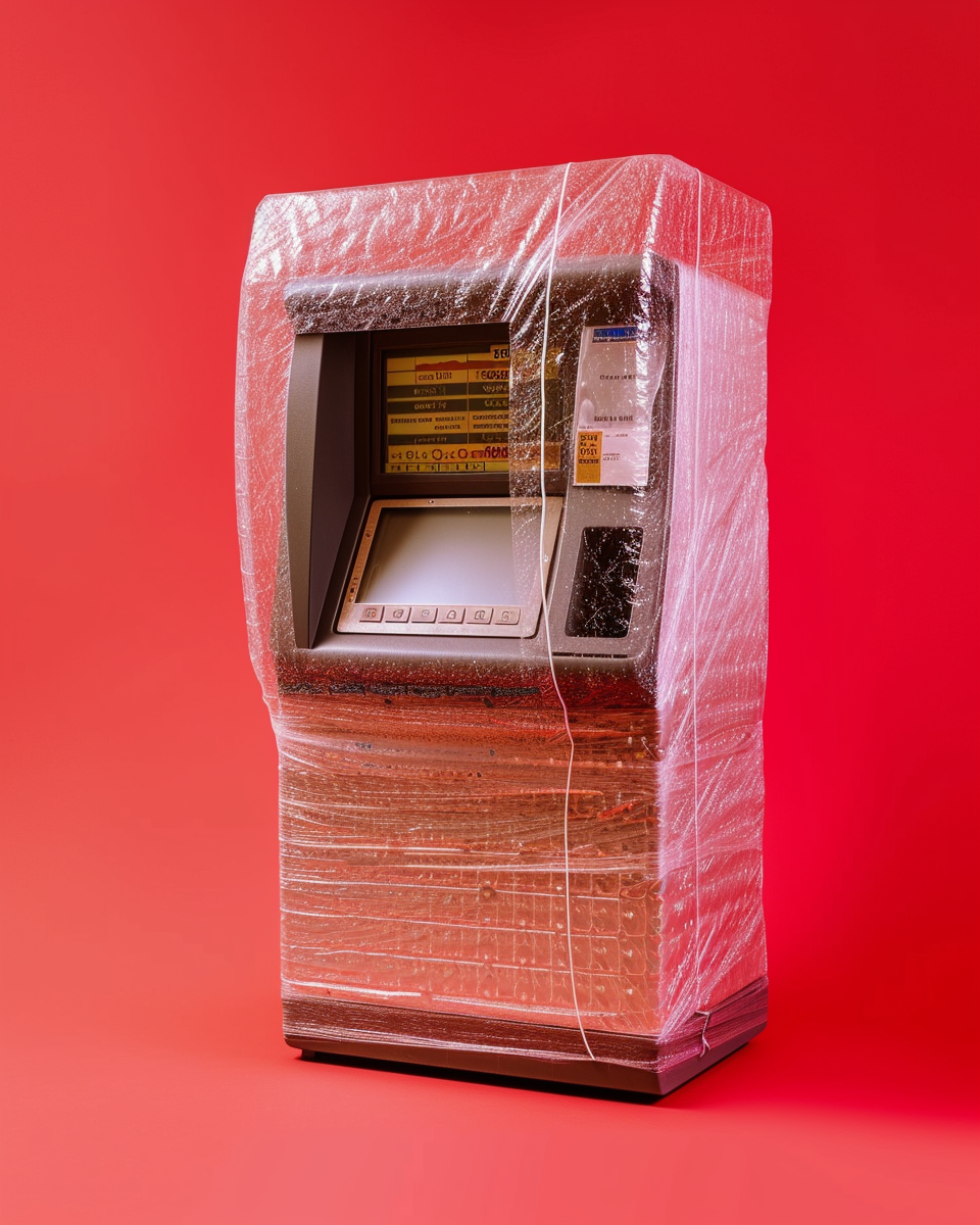 Secure ATM Machine Wrapped in Bubble Wrap