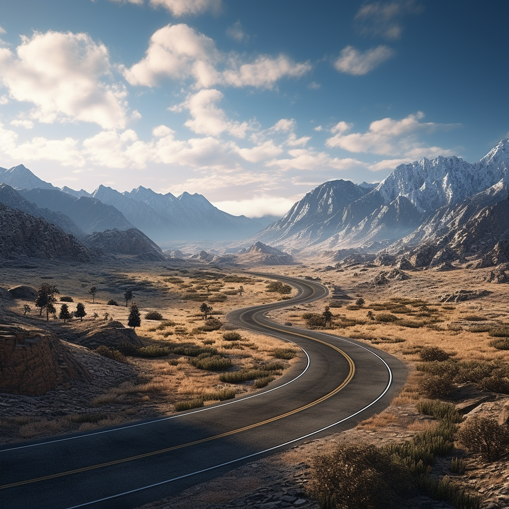 Beautiful mountain landscape on twisting highway