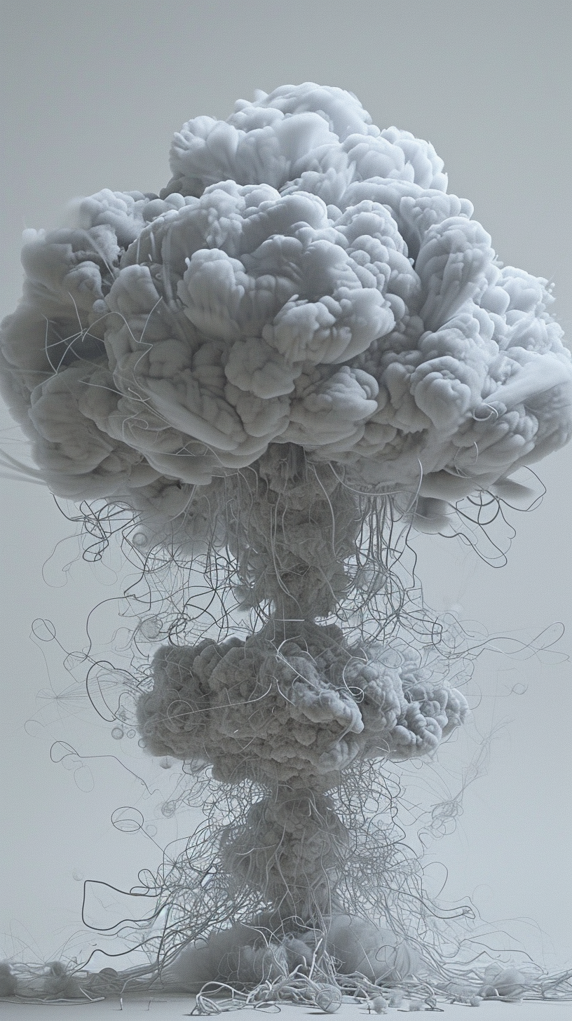 Atomic bomb cloud rendering museum piece