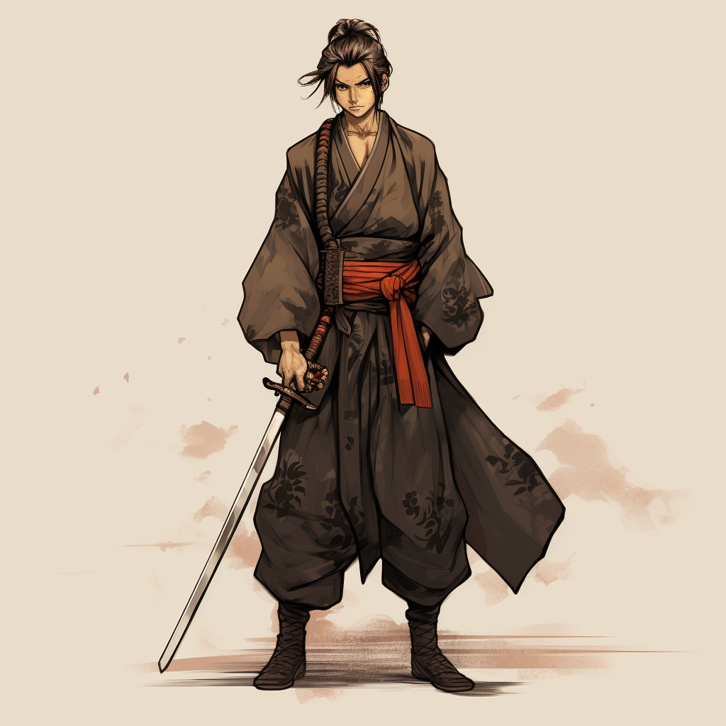 Atsumu as a powerful samurai with katana