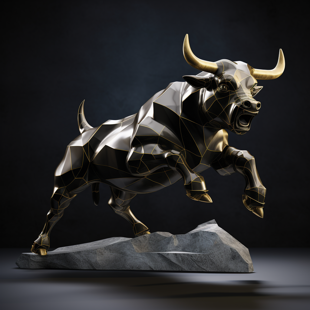 Minimalist Bull Sculpture with Gold Lines