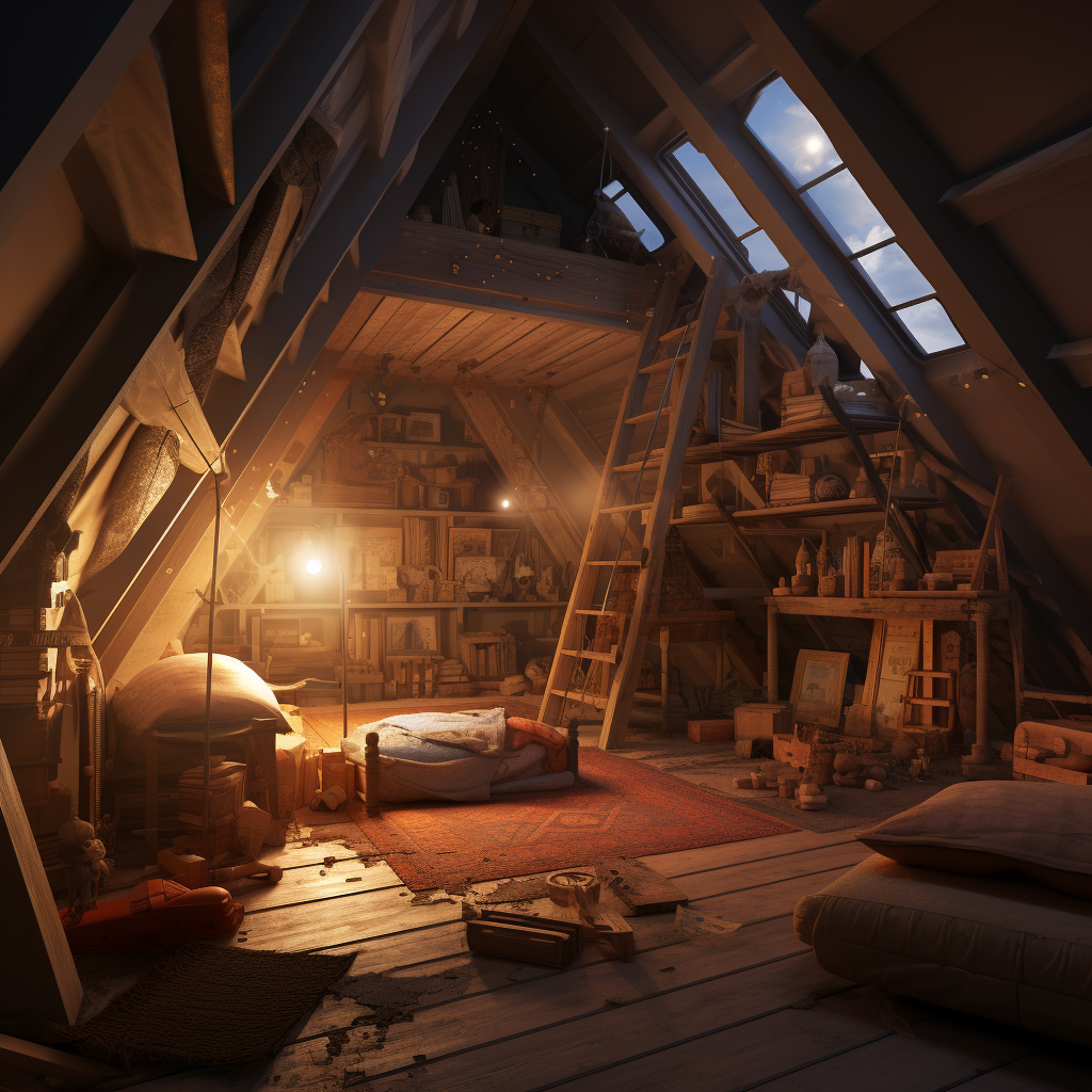 Attic space floating in space