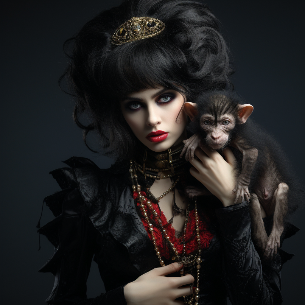 Attractive goth woman in monkey costume