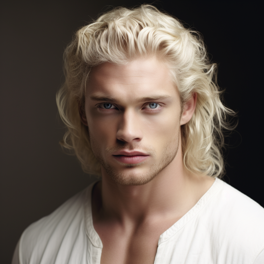 Attractive man with white skin and blond hair