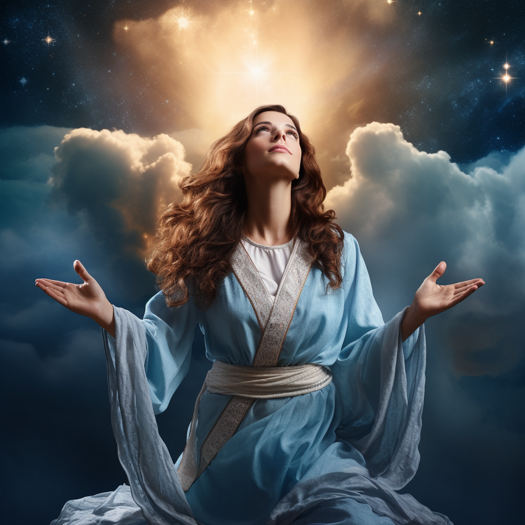 Beautiful Woman in Jesus Christ Pose