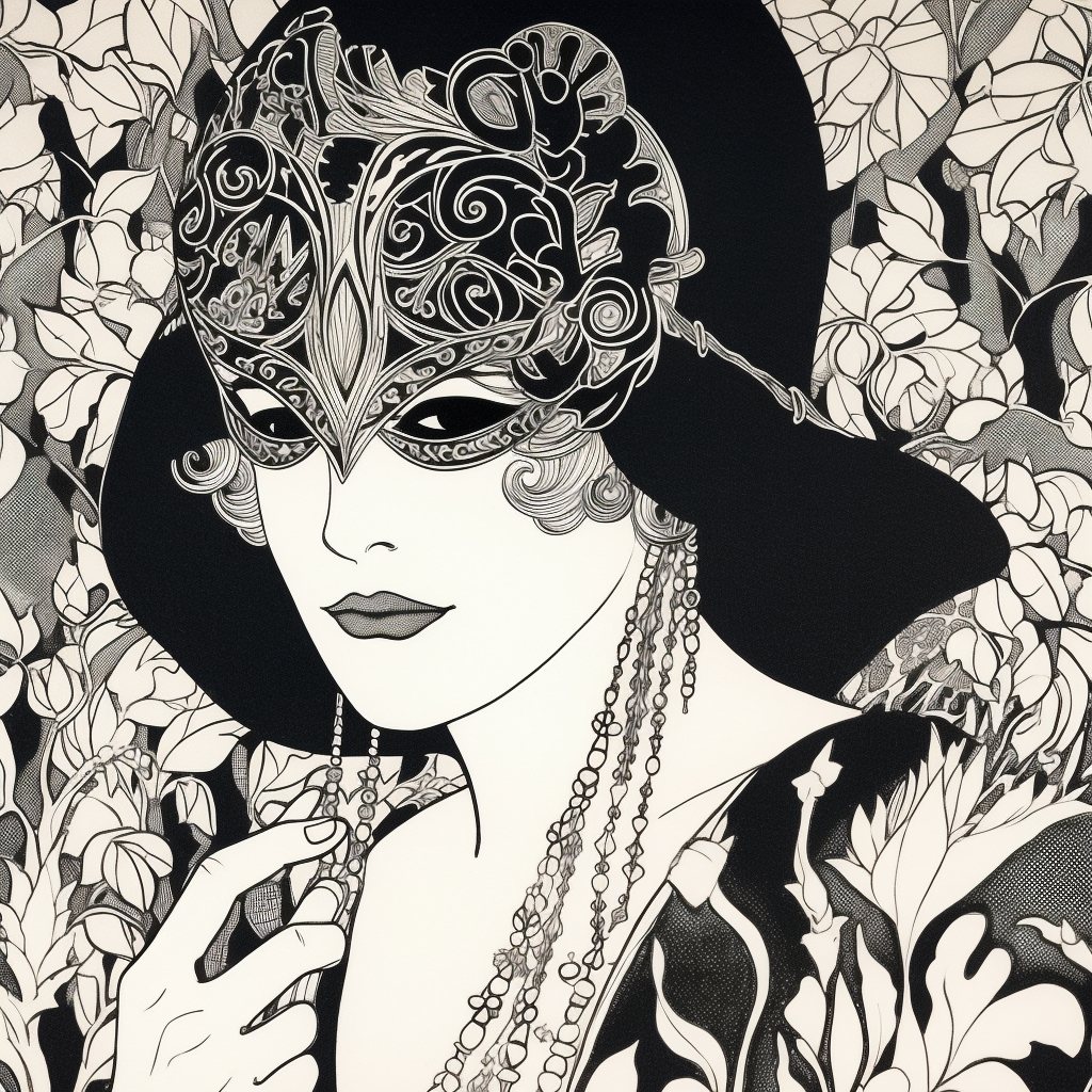 Woman at a Masked Ball Illustration