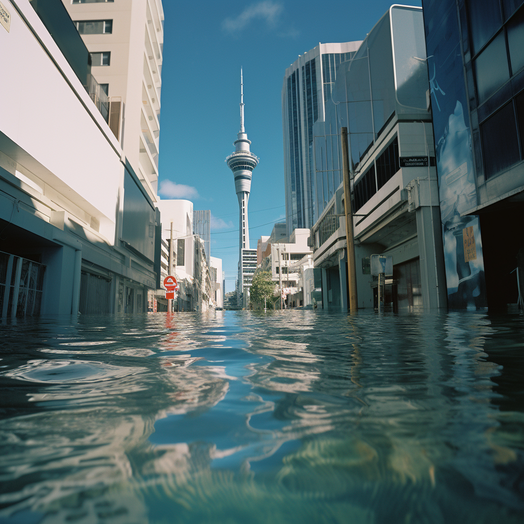 Auckland CBD underwater due to sea level rise