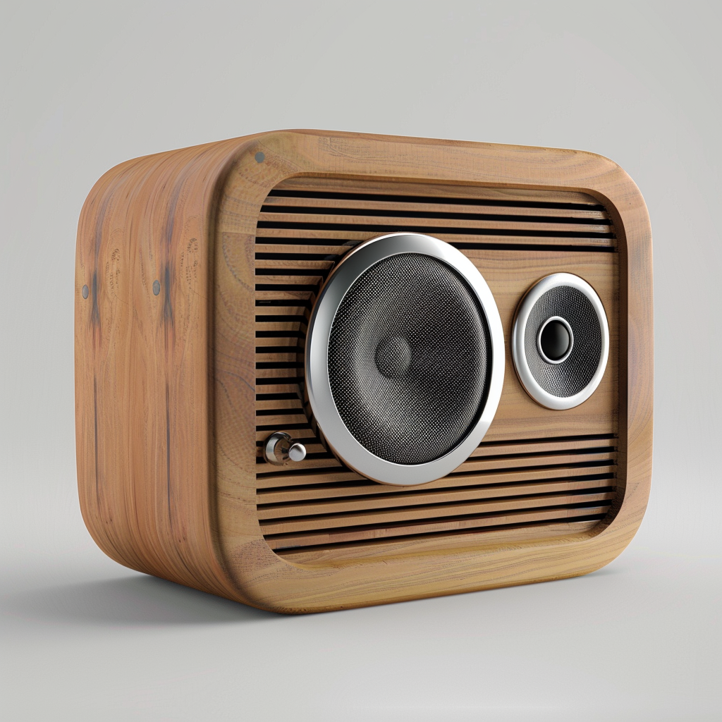 Wooden matte aluminum audio monitor