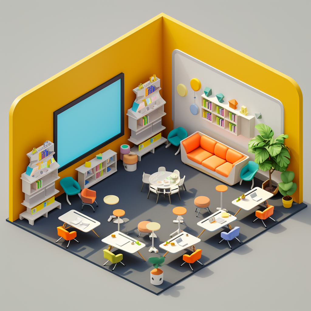 Classroom Audiovisual Elements Isometric Render