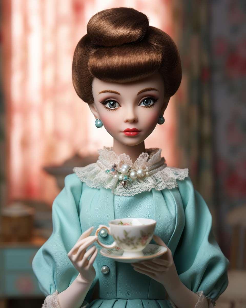 Audrey Hepburn Doll with Tea