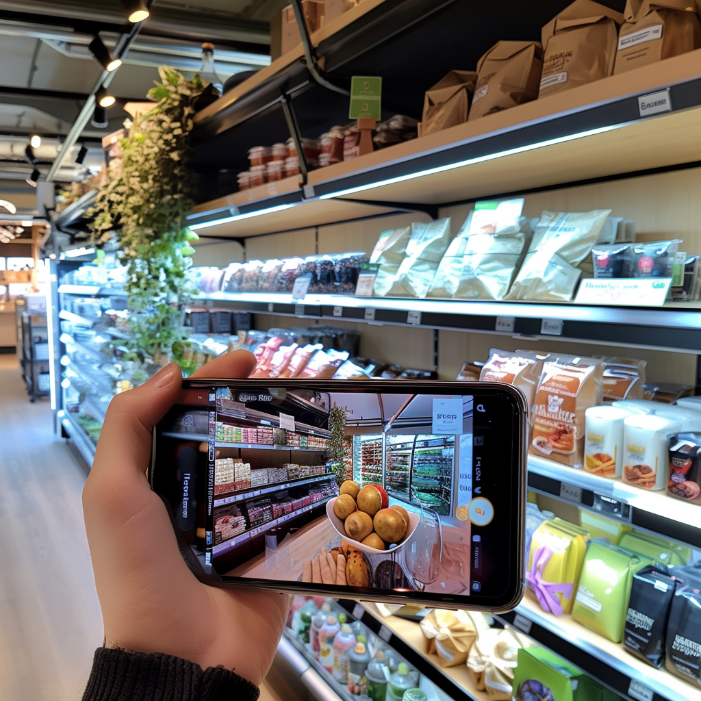 Person using AR technology in store