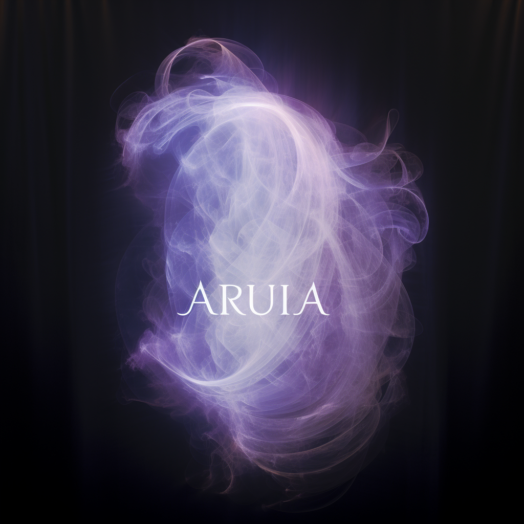 Glowing light writes 'aura' in the air