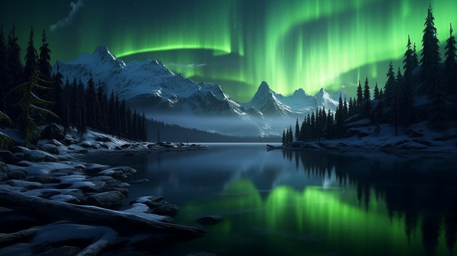 Stunning Aurora Borealis reflecting in the sky