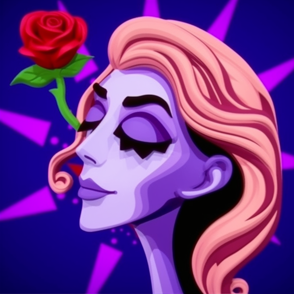 Aurora Briar Rose with Thorns on Purple Background