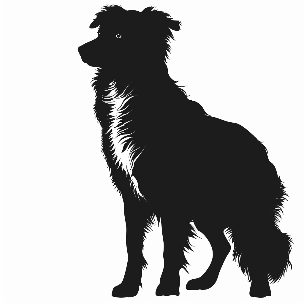 Fluffy Australian Shepherd dog silhouette without tail