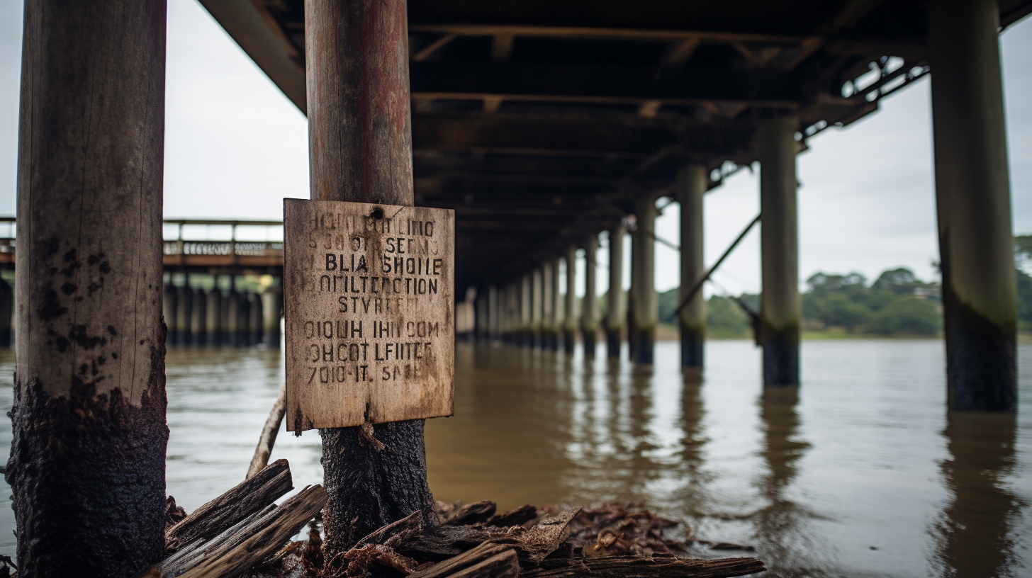 Handmade sign under Australian bridge