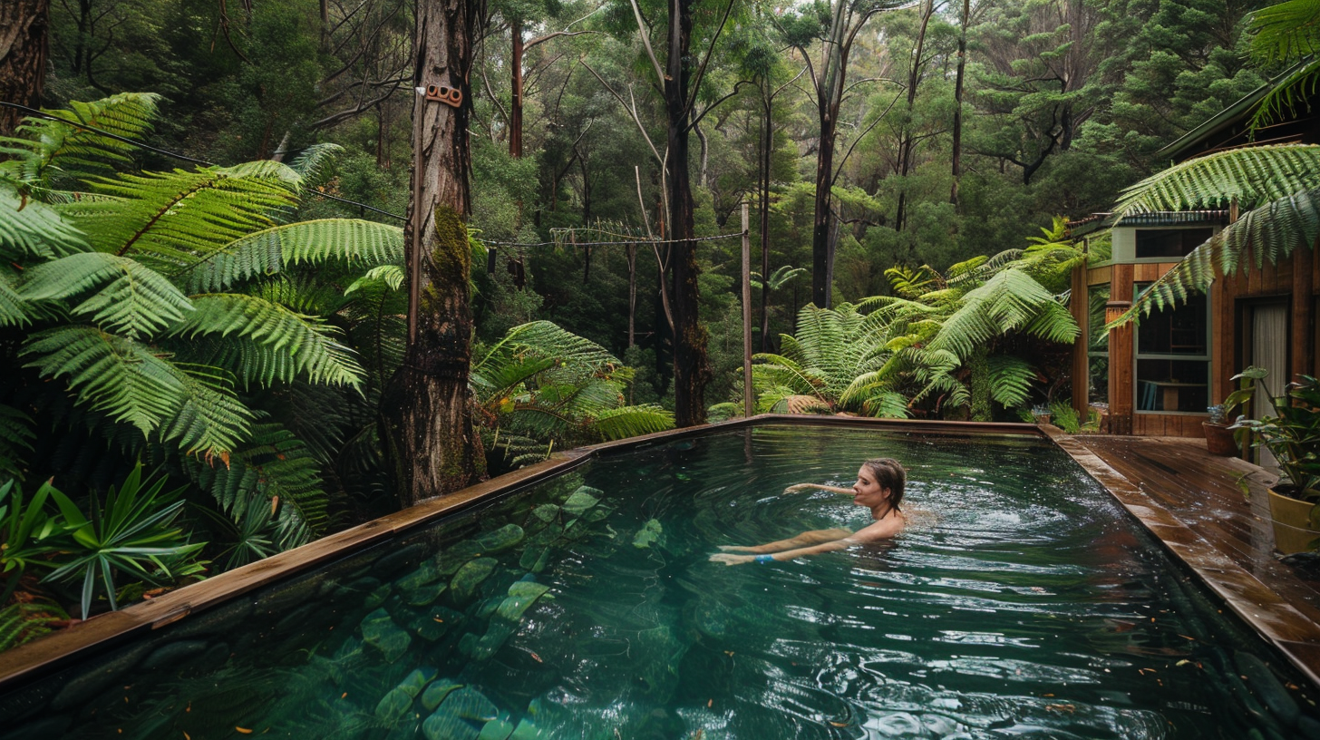 Australian forest tree fern swimming pool