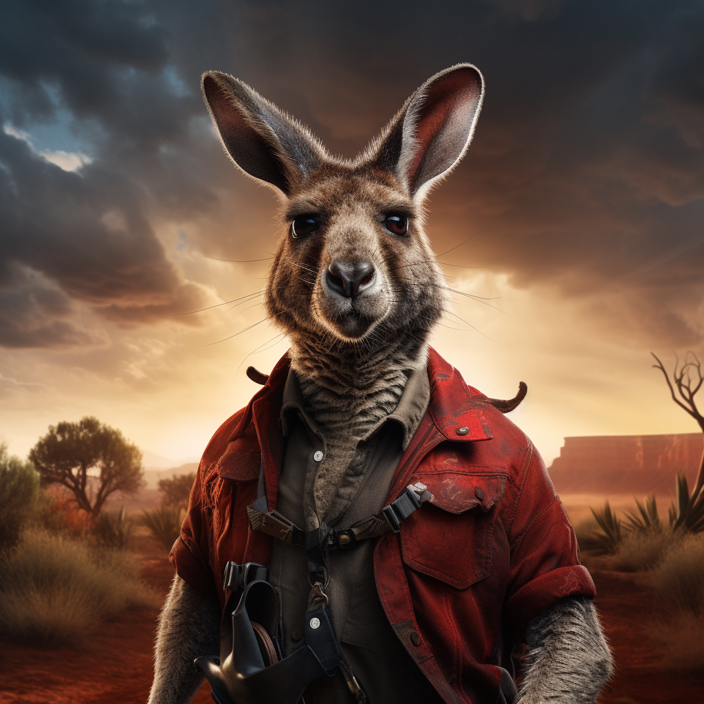 Muscular Australian Kangaroo with Red Eyes