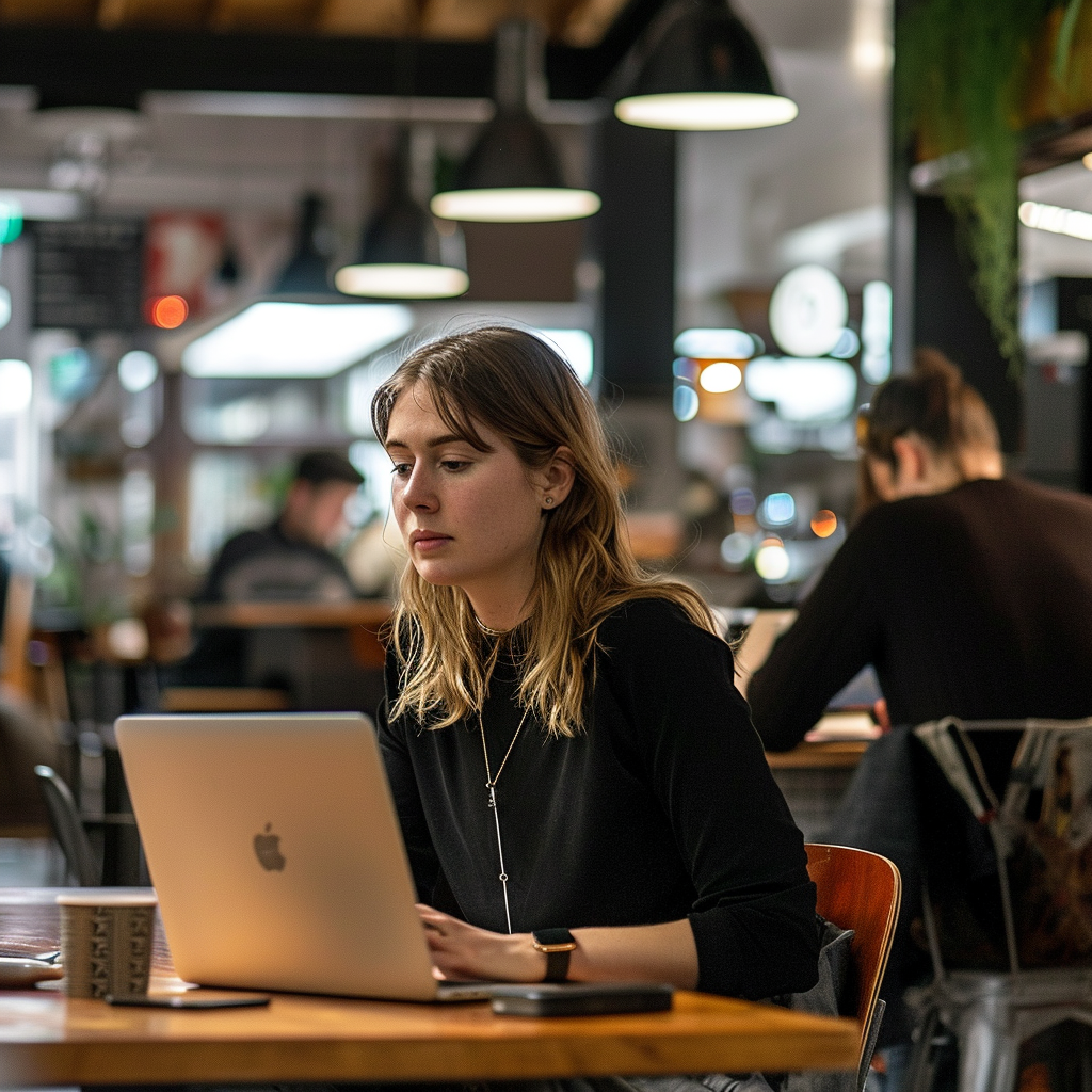 Australian woman laptop collaborative environment