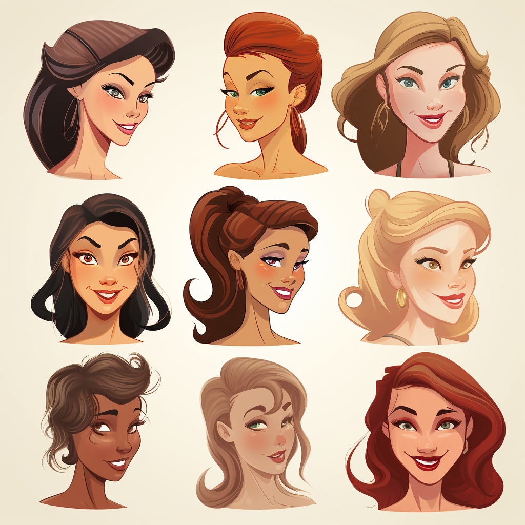 Australian women's faces cartoon clipart art