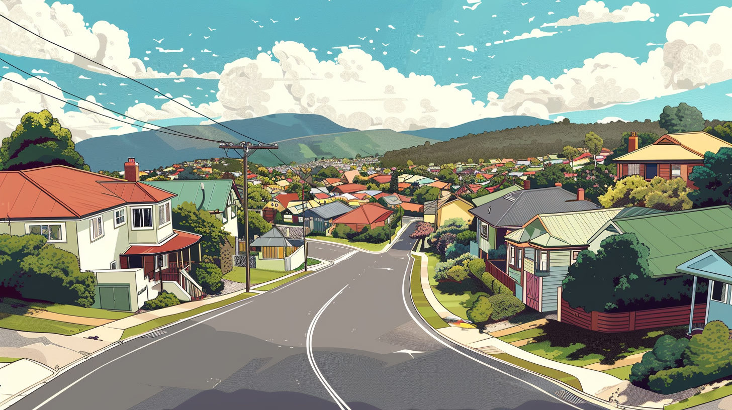 Cartoon Illustration Australian Neighbourhood