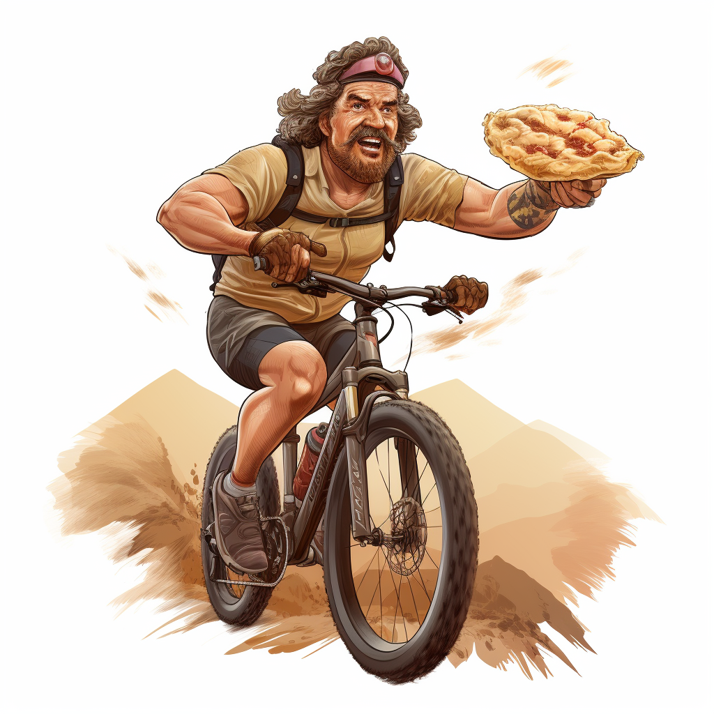 Australian rugby player enjoying a meat pie during mountain bike ride