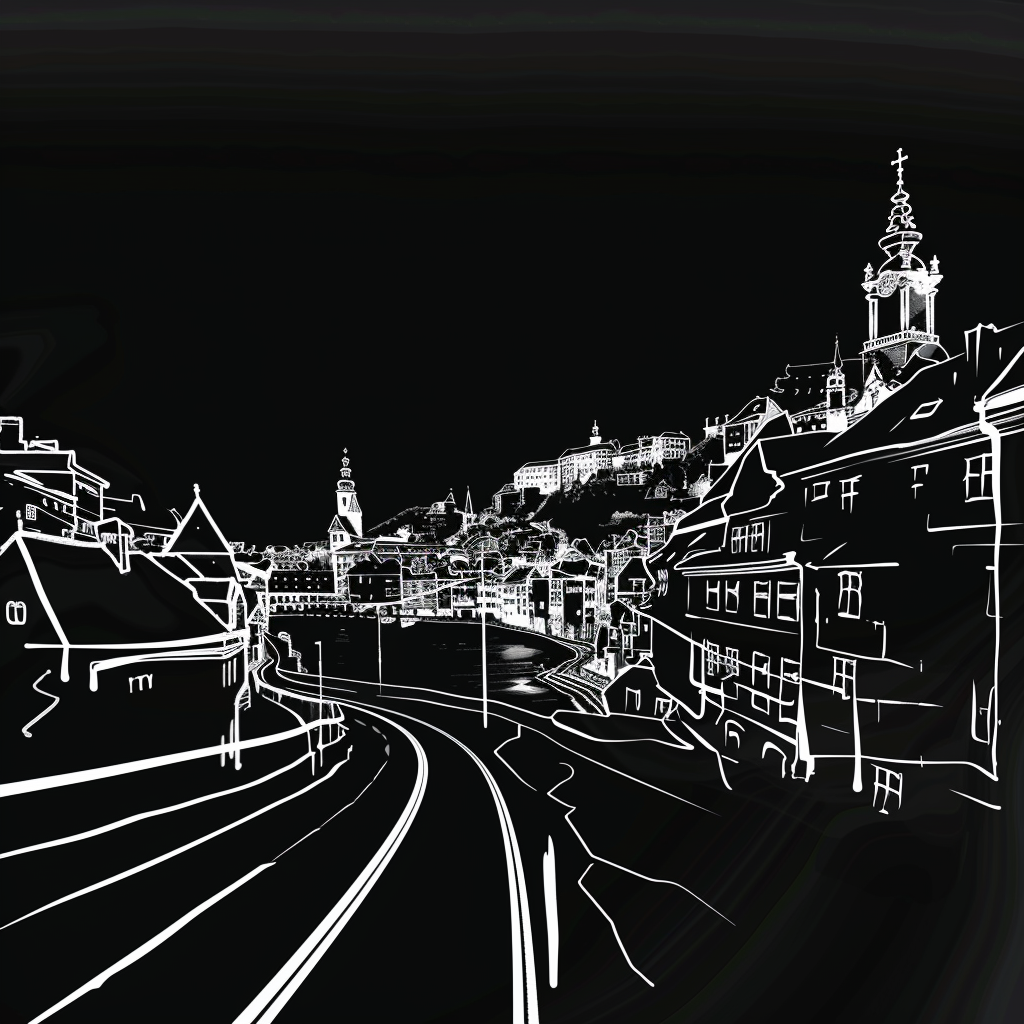 Austrian city lines on black background