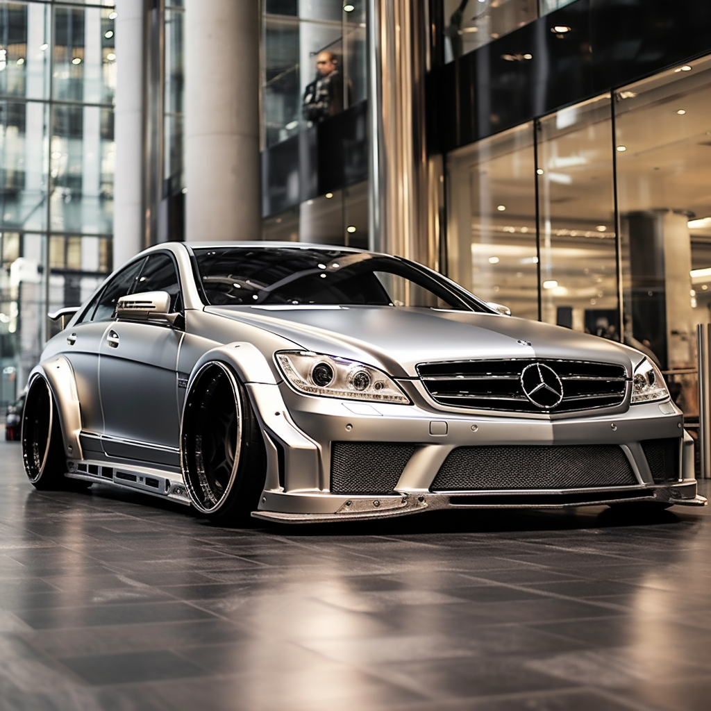 Silver 2007 S65 AMG Mercedes-Benz with Liberty Walk Body Kit