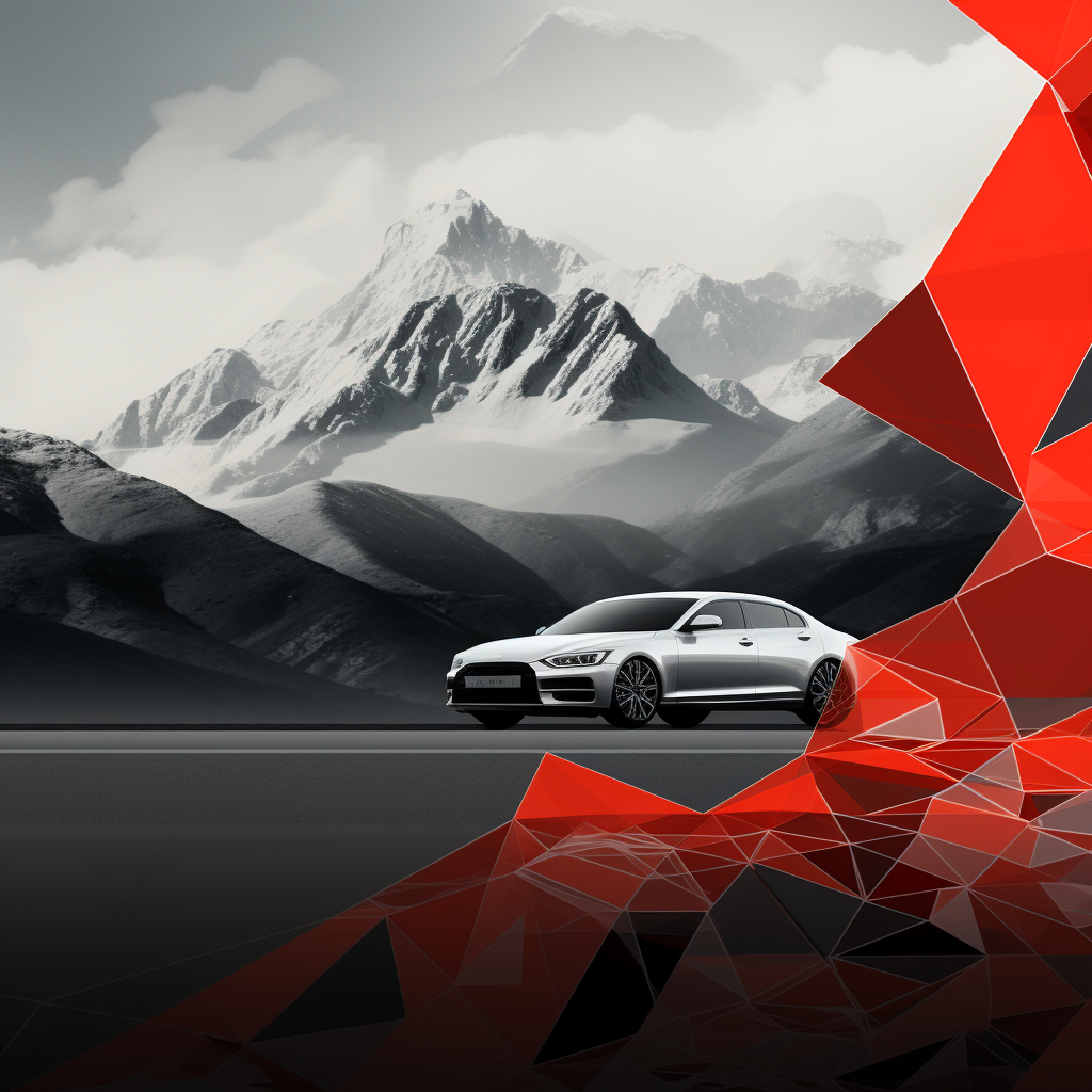 Automotive hero image with geometric mountain pattern