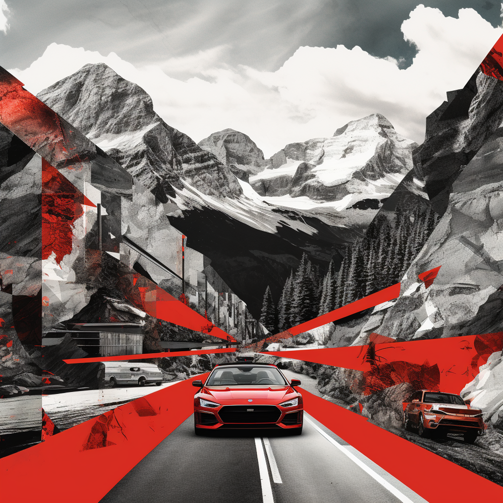 Stunning automotive artwork with mountains