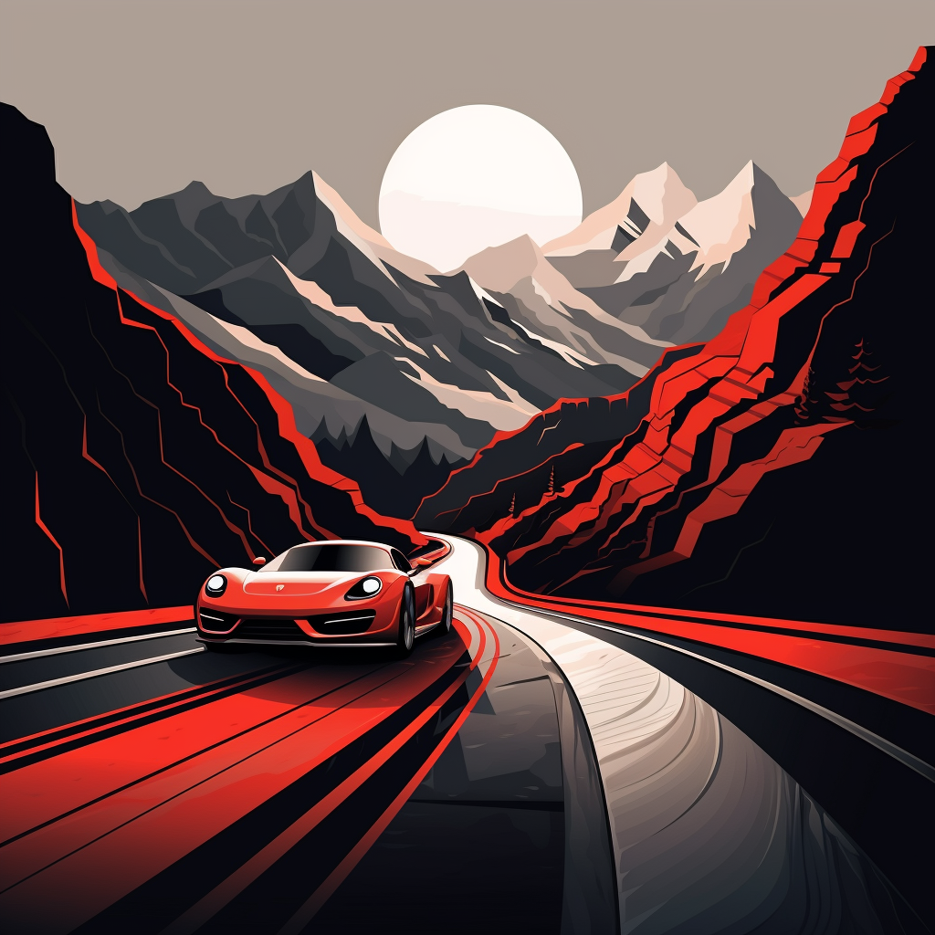 Automotive website hero section with mountains