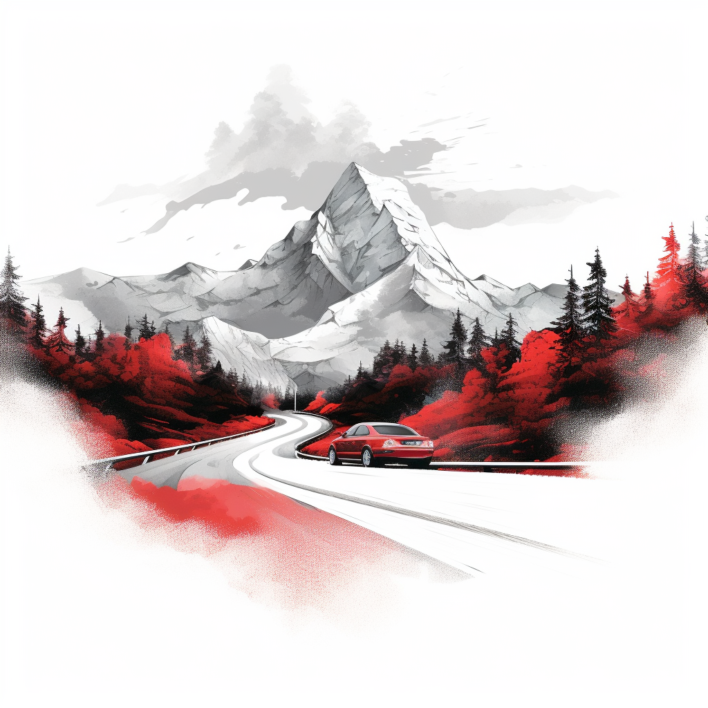 Artwork featuring mountains for automotive website